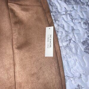 Zac & Rachel Faux Suede Slim Ankle Pull On Pants Cognac Tan Brown New Nwt S
